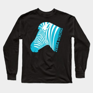 Ehlers Danlos Rare Disease Awareness Zebra Strong Turquoise Long Sleeve T-Shirt